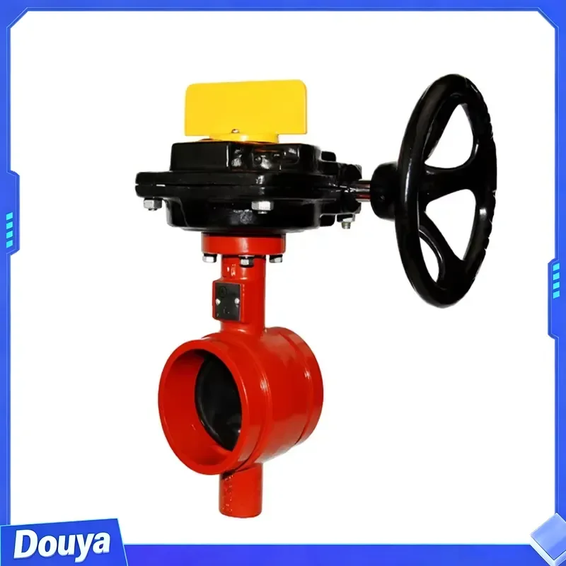 TKFM Worm Gear Operated Grooved End Butterfly Valve DN65-DN600 PTFE Seat for Fire Protection System