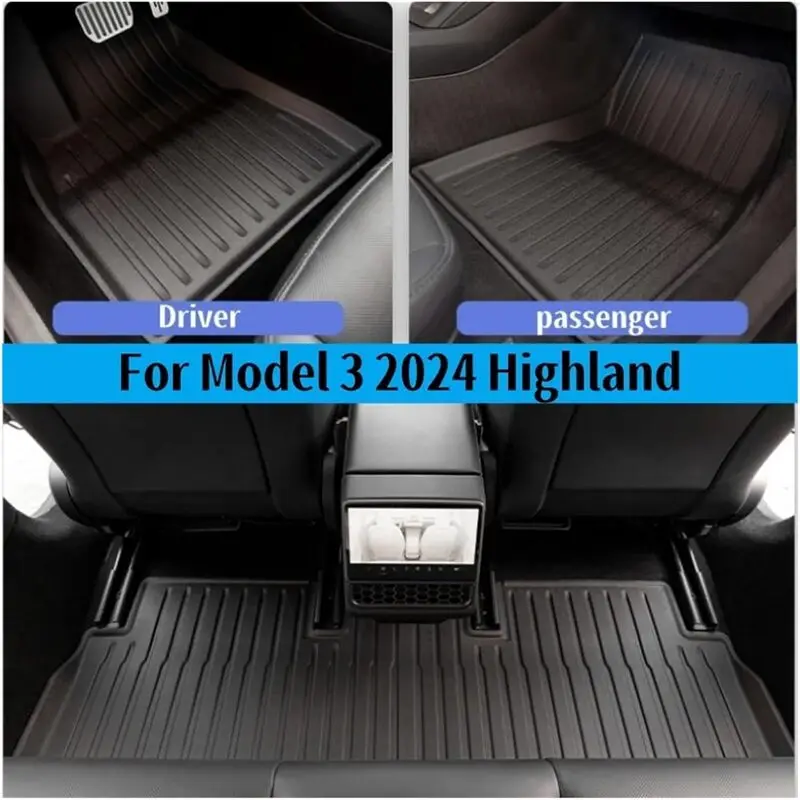 

For Tesla Model 3 Highland 2024 Removable TPE Floor Mats Trunk Mat Left Right Driving Waterproof Floor Liners Car Accessories