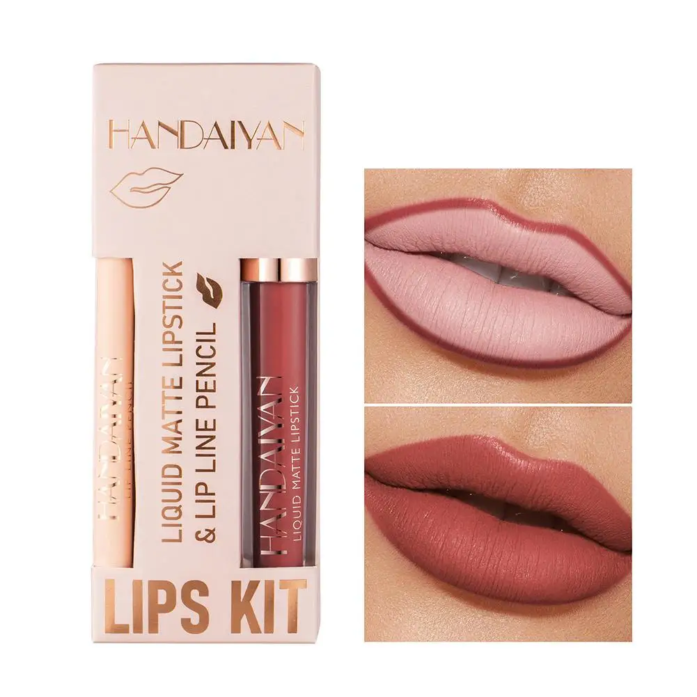 Matte Nude Brown Lipliner Potlood Lipsticks 12 Kleuren Niet-Plakkerig Fluwelen Sexy Make-Up Lip Lipgloss Kit Waterdichte Contour Tool U1d4