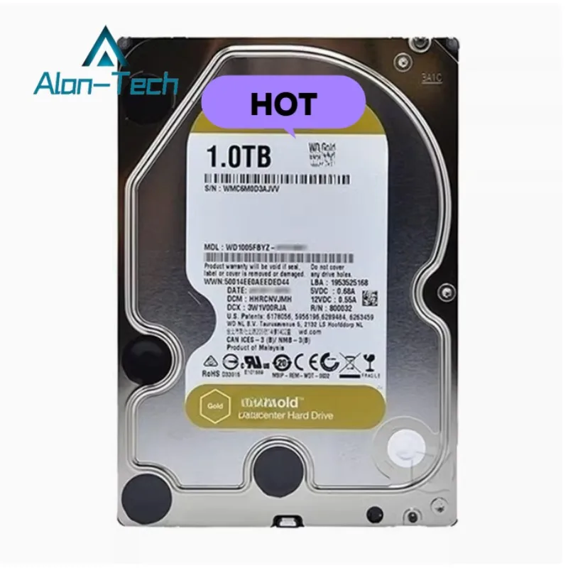 

Original HDD For WD Gold 1TB 3.5" SATA 128MB 7200RPM For Internal HDD For Enterprise Class HDD For WD1005VBYZ WD1005FBYZ