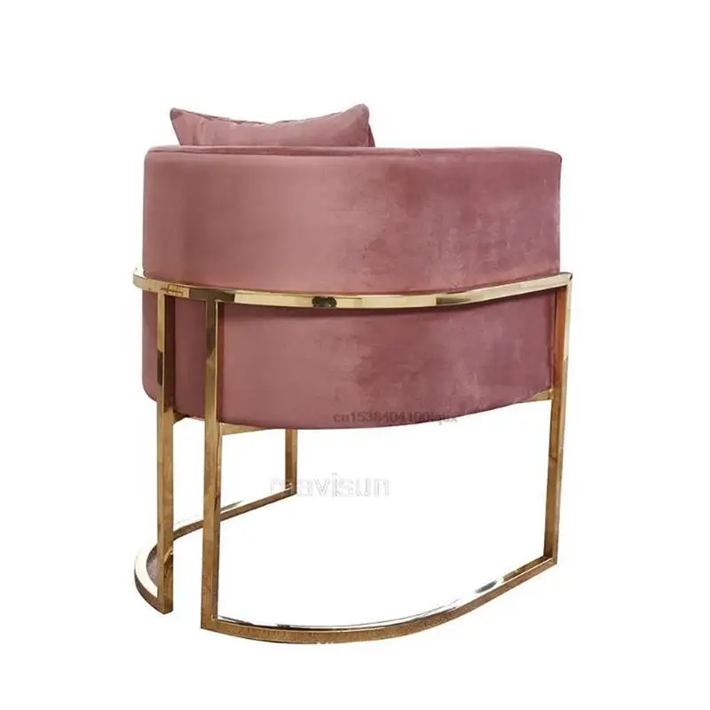 Nordic Gold Simple Backrest Lounge Stool Light Luxury Negotiation Seats Bedroom Dressing Table Makeup Chair Living Room Chair