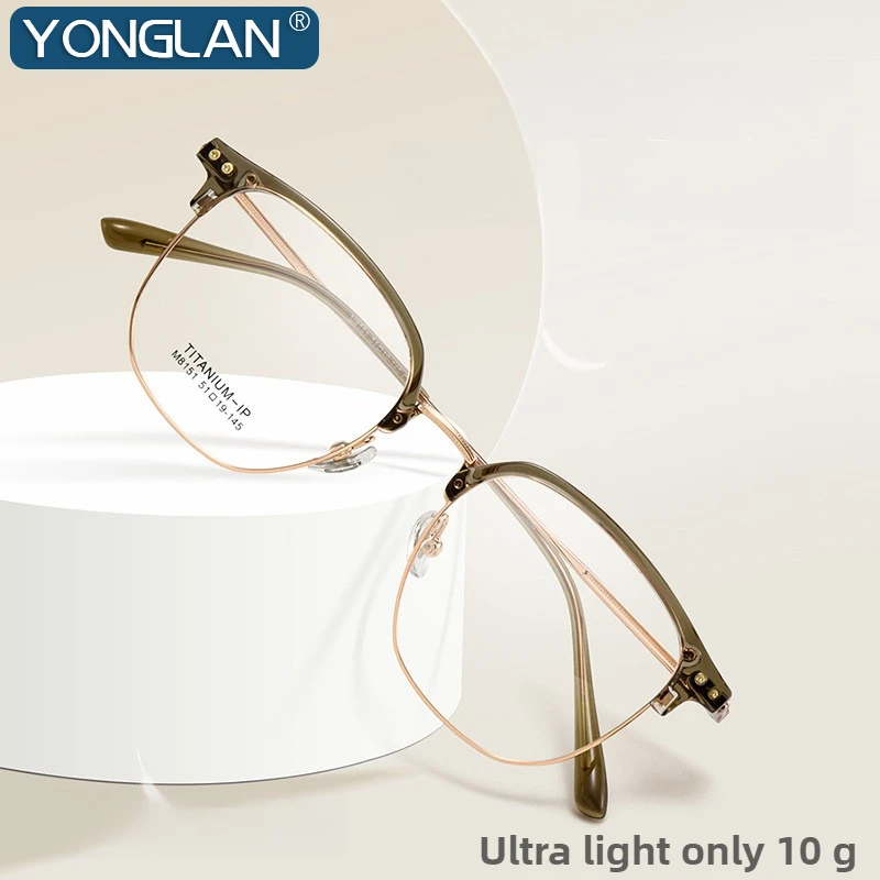 

2025 New Titanium Frame Polygonal Glasses Frame Men Acetate Eyebrow Frame Fashionable Glasses Women Light Luxury Vintage Eyewear
