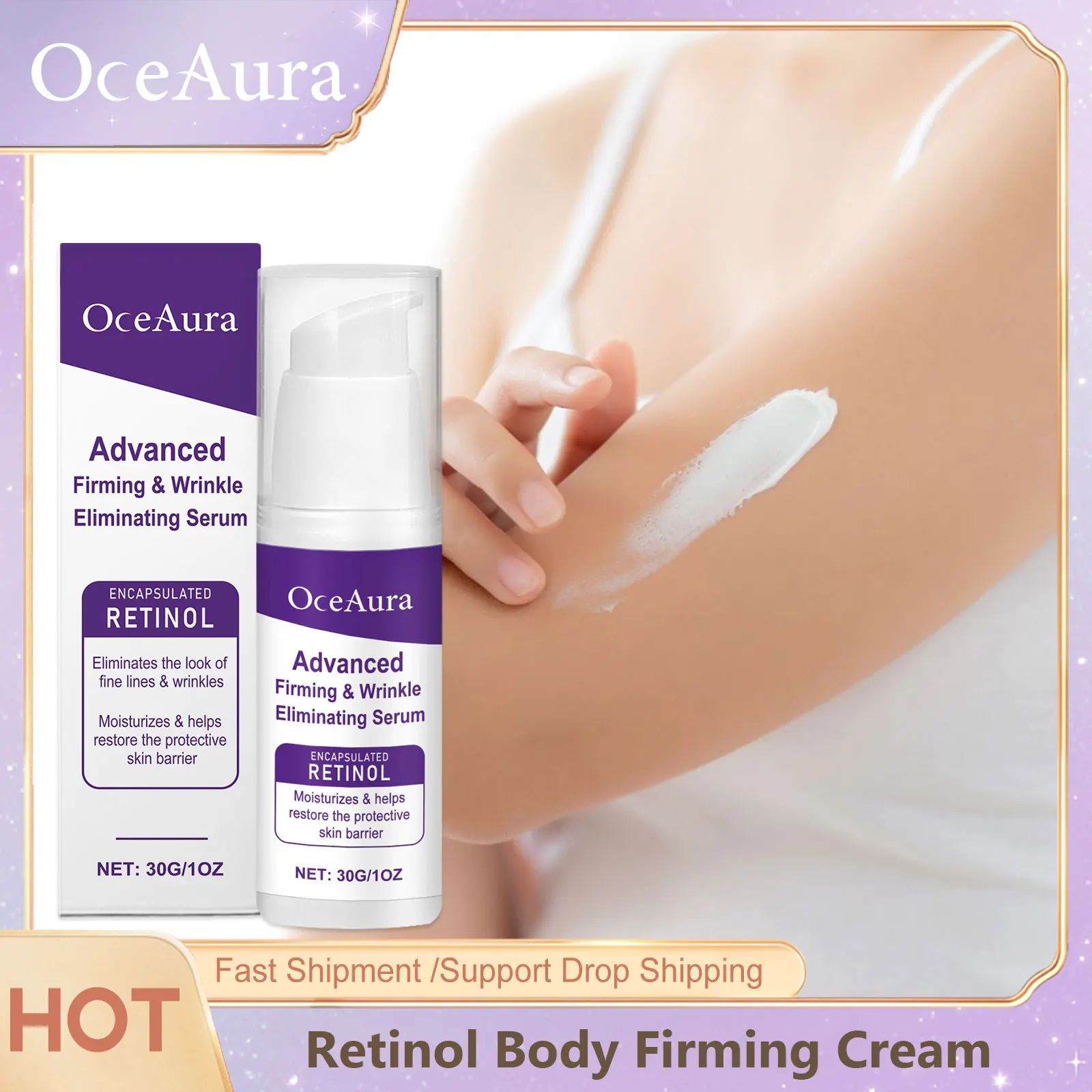 

OceAura Retinol Body Lotion Firming Moisturize Anti-Wrinkle Stretch Mark Repair Improve Elasticity Sagging Skin Tightening Cream