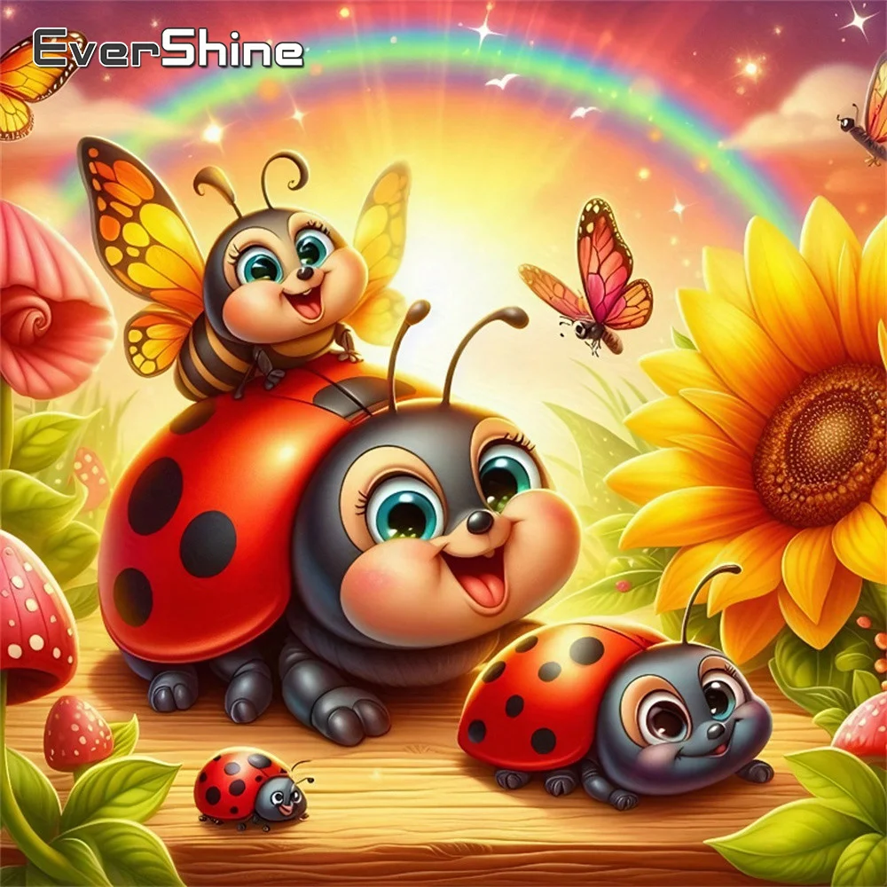 Evershine Diamond Mosaic Ladybug Animal Full Drill Square Em