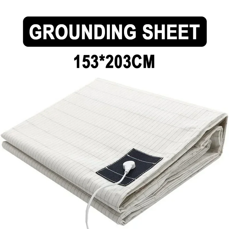 Soft and Conductive Grounding Sheet 95% Cotton and 5% Silver Fiber Composition Improve Sleep Easy to Use 193X203CM/70X200CM