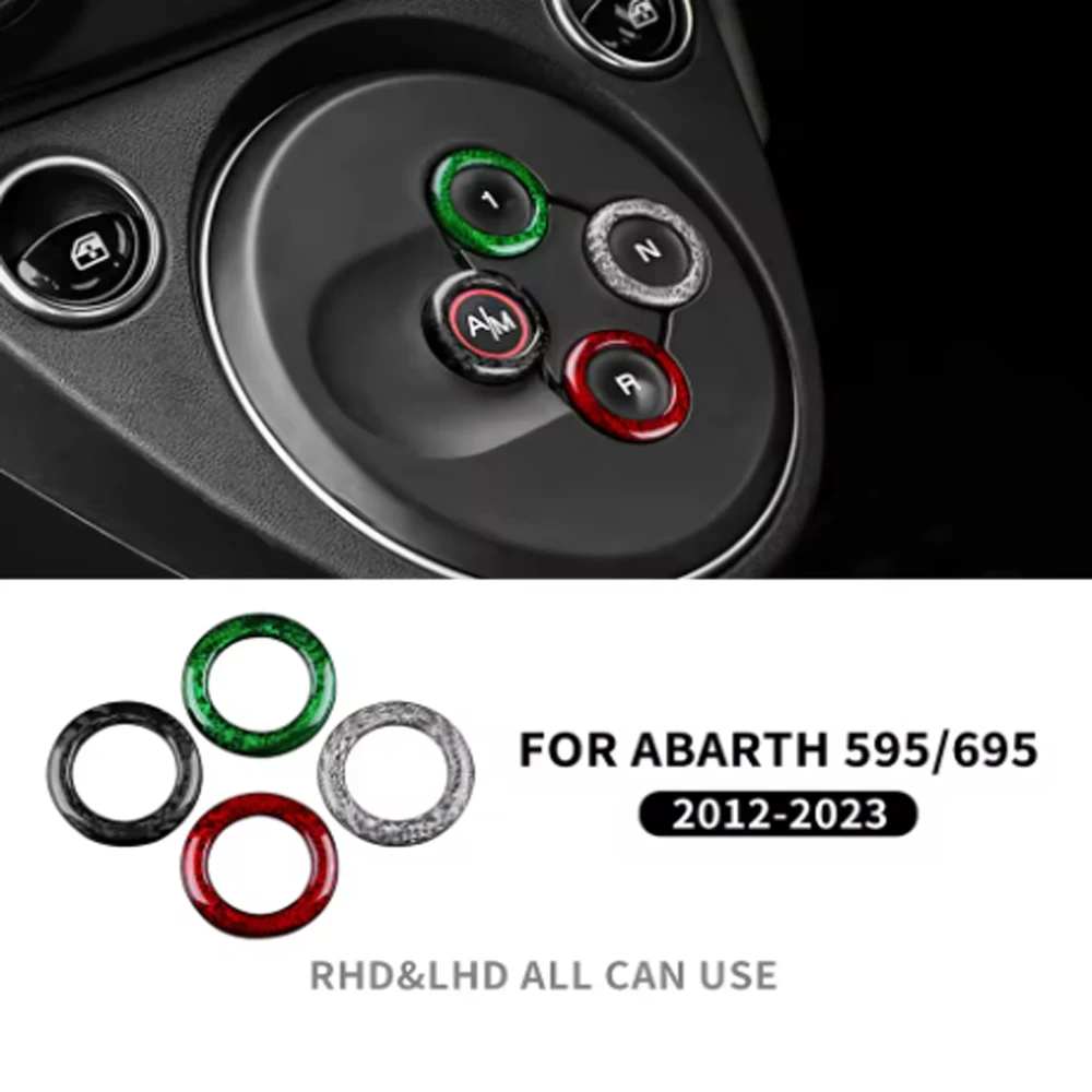 

100% Real Carbon Fiber Car Automatic Gear Shift Button Interior Cover Trim for Fiat ABARTH 500 595 695 2012-2023