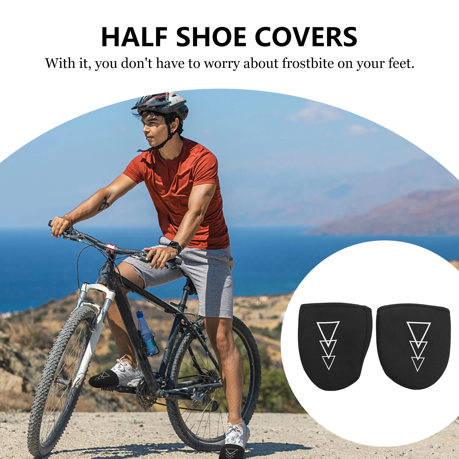 

1Pair Cycling Overshoes Waterproof Warm Shoe Cover for Road Mountain Bikes Windproof Thermal Bike Half Overshoes Comfortable Fit