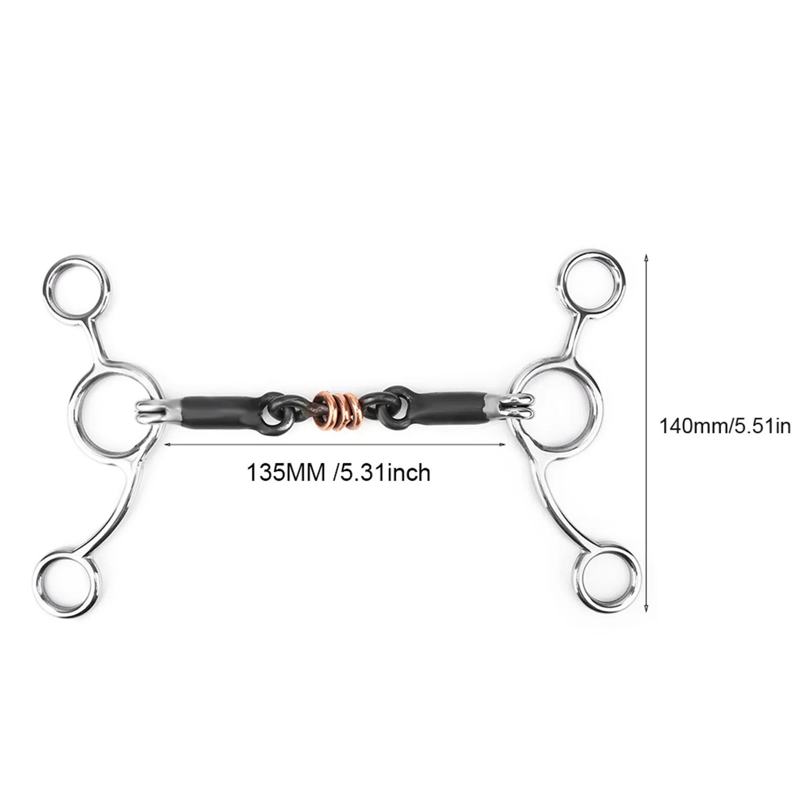 Equestrian Loose  Full Cheek Gag Gag  Snaffle Bits Horse Chew Horse Chew Stainless Steel Gag Bit With Black Steel Mouth