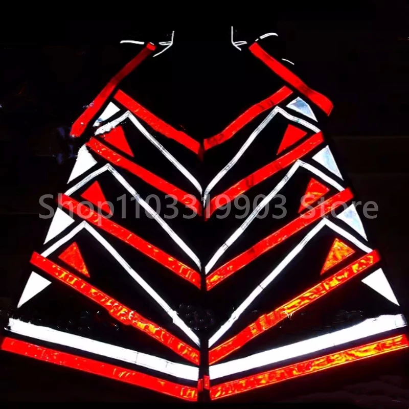 New Style Red White Reflective Strip Night Vision Pants Shuffle Ghost Dancing Pants Luminous Death Trousers Teens Clothing