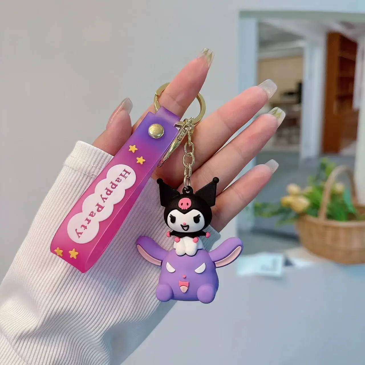 Sanrio Kuromi Keychain, Cute Hello Kitty, Melody, Cinnamoroll, Figure Doll Pendant, Car Key Accessories, Toy Gift for Friend,