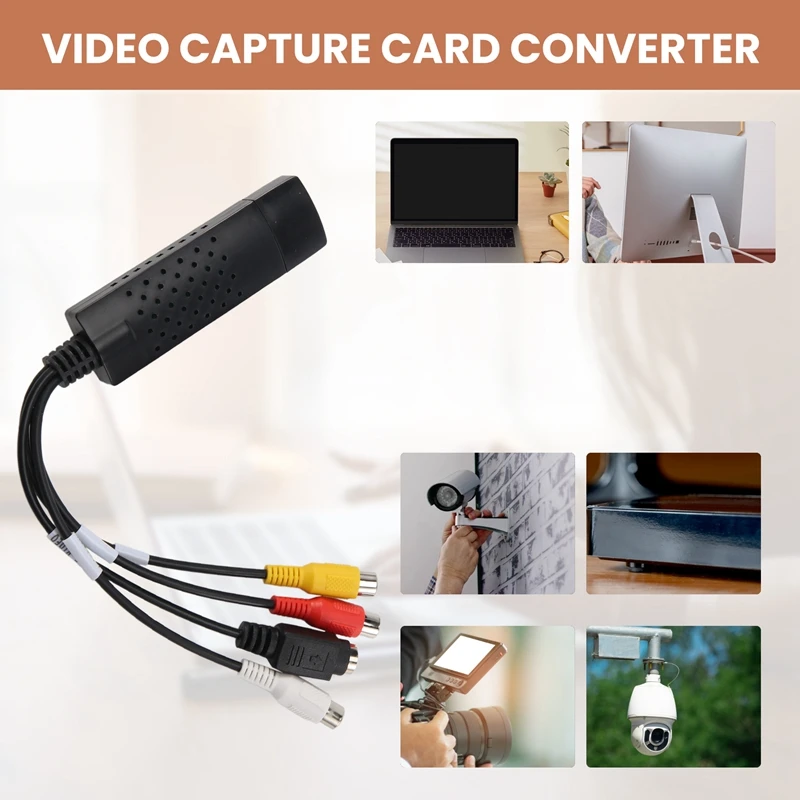 Easycap USB 2.0 Easy Cap Video TV DVD VHS DVR Capture Adapter Easier Cap USB Video Capture Device Support Win10