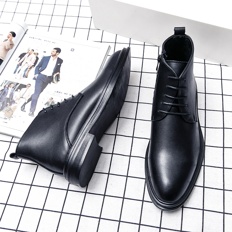 الشتاء الرجال تشيلسي الأحذية وأشار عدم الانزلاق الأعمال عارضة رسمية الحد الأدنى المألوف الارتفاع زيادة الأحذية #6