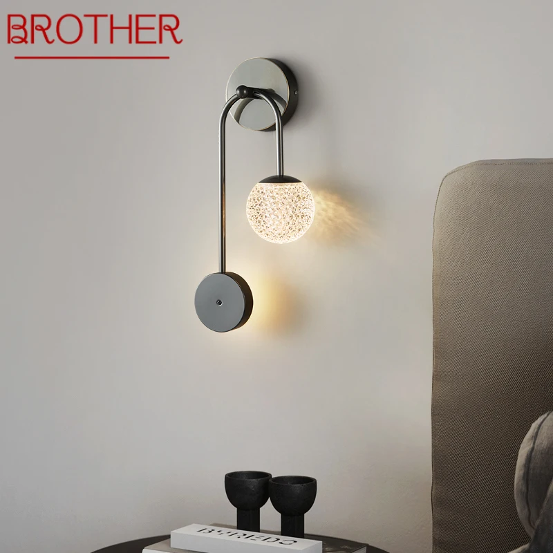 

BROTHER Contemporary Black Copper Beside Lamp LED 3 Colors Lovely Creative Sconce Light for Home Bed Room Decor