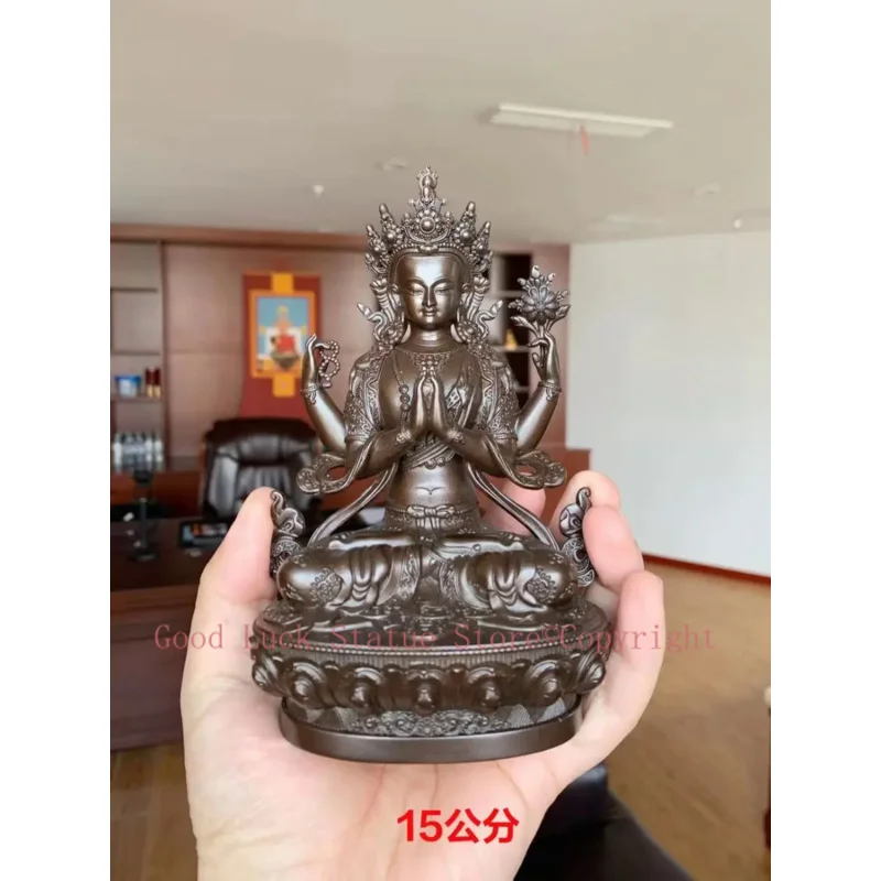 2024 Southeast Asia Buddhist Spiritual Four Arm GUAN YIN Exorcism exorcise evil spirits Bless safe healthy copper buddha statue