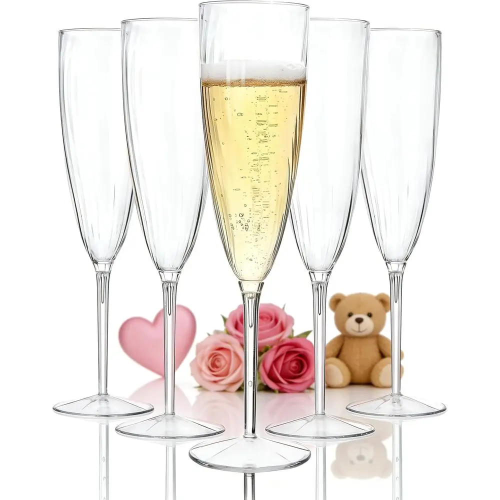 

Прозрачные пластиковые стаканы для шампанского - 6 унций, одноразовые, для вечеринок и свадеб