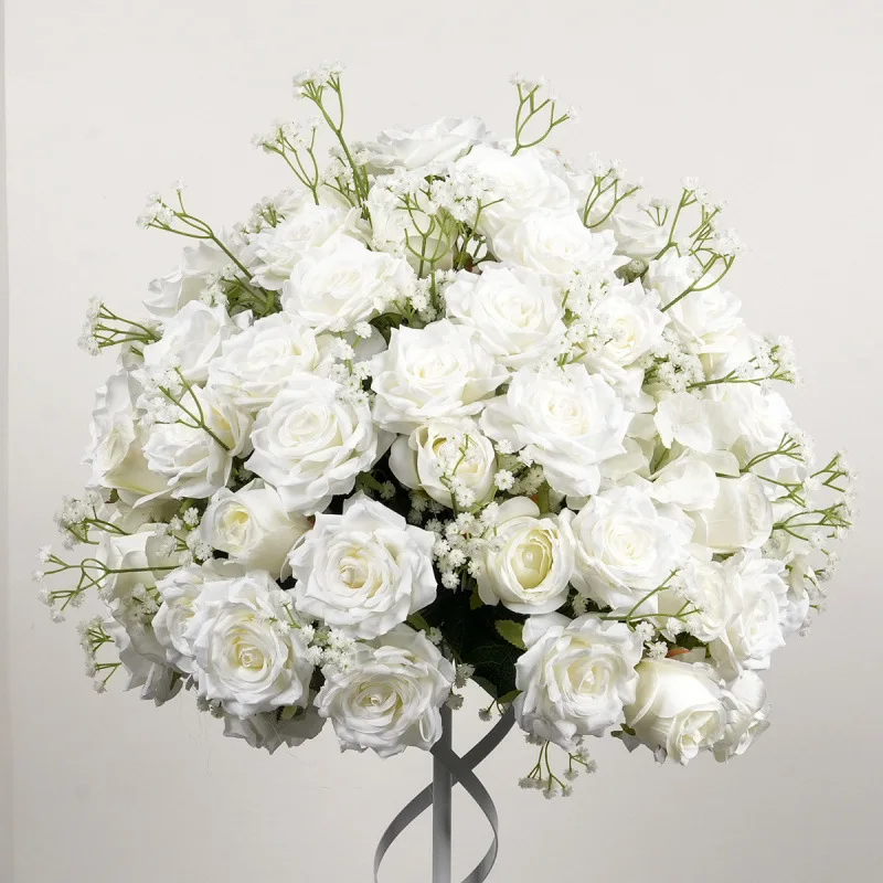 

White flower ball, wedding stage catwalk geometric rack arranges fake flowers
