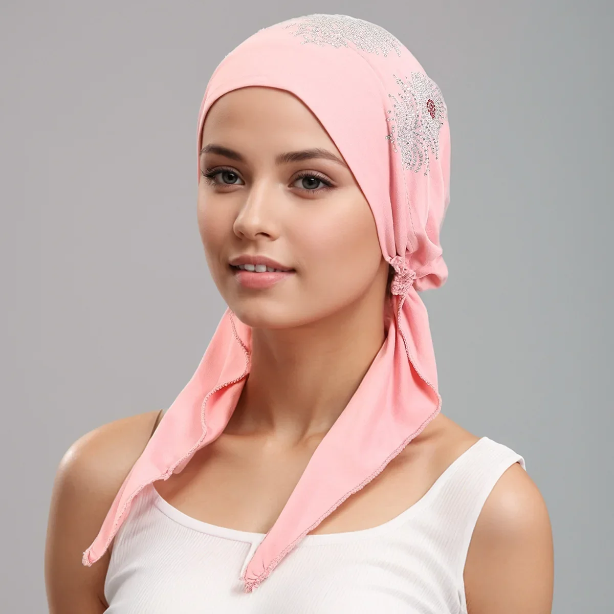 

Женская предварительно завязанная шляпа, тюрбан с бриллиантами, платок, мусульманский хиджаб, платок, повязка на голову, химиотерапия, банданы, повязка на голову, тюрбан Mujer