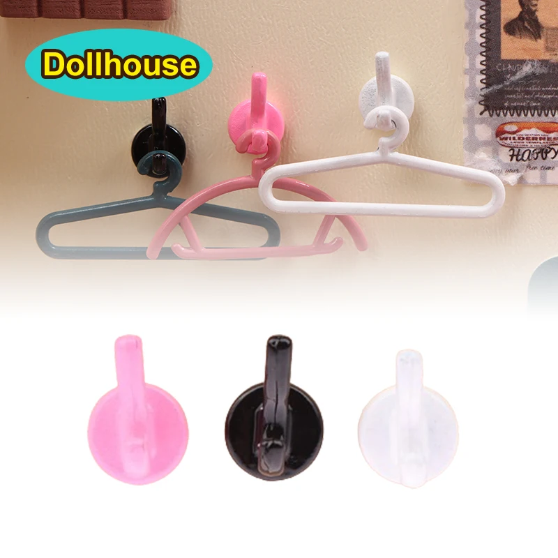 3Pcs Dollhouse Mini Clothes Hat Hook Dollhouse Simulation Wall Hook Model For 1/12 Dolls House Decor Accessories