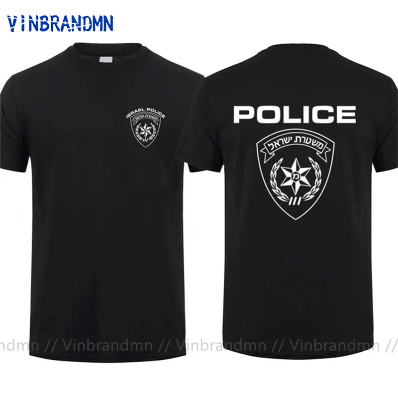 Israeli PoliceMan Israel Cops T Shirt Man Cool T-shirt IDF Israel Army Elit Black Tshirt Men Tees Harajuku Streetwear Tee Shirt