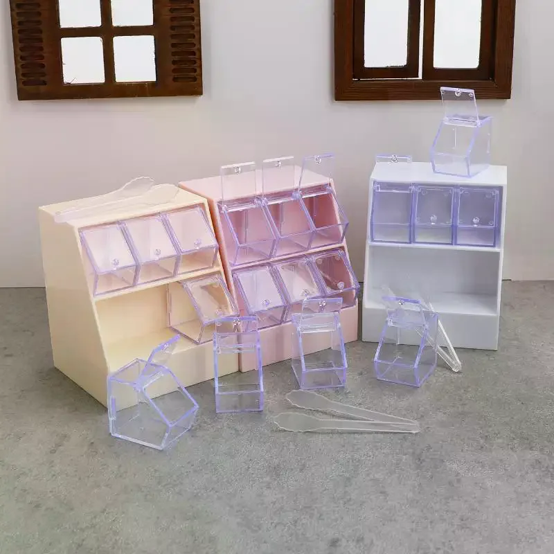 1/12 Dollhouse Simulation Candy Display Rack Drawer Cabinet Model Dollhouse Furniture Decoration Mini Supermarket Scene Ornament