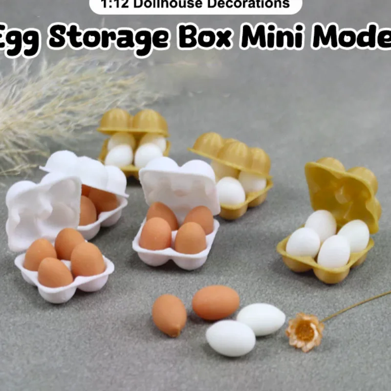 1:12 Scale Miniature Dollhouse Egg Tray Egg Box Kitchen Food Decor with Mini Life Scene Extras.