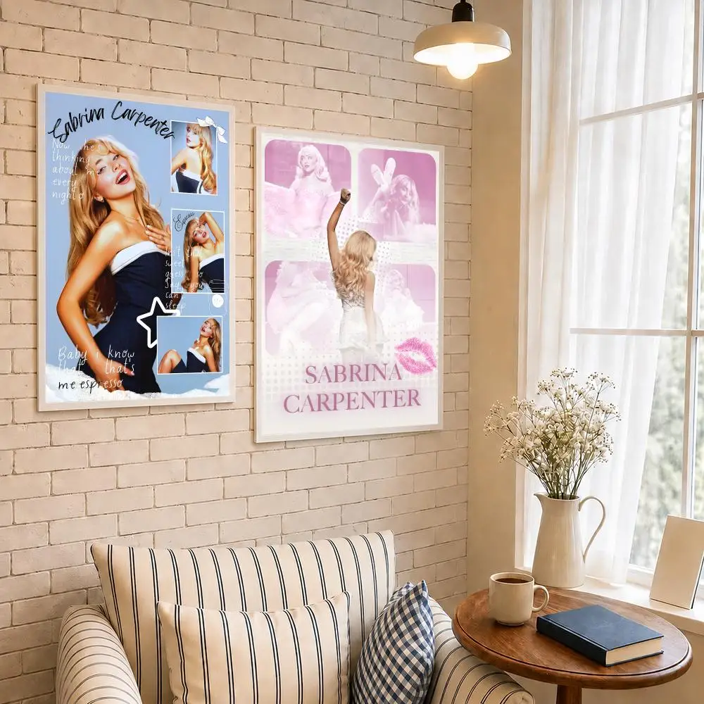 Singer S-Sabrina Carpenter Poster PP Self-Adhesive Waterproof Wall Decor for Bedroom,Living Room,Dorm,Bar Aesthetic Decor Gift