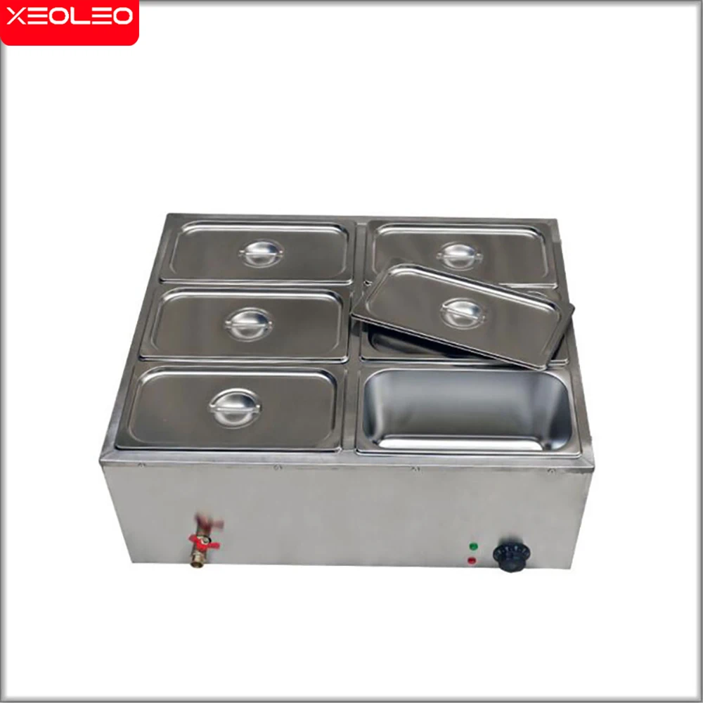 

XEOLEO Six Basin Electric Thermal Soup Pool Warm Soup Stove Insulation Machine Heating Warm Furnace For Warming Food Processor