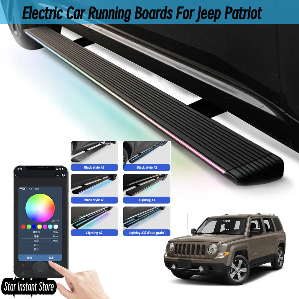 

Auto Retractable Running Boards for Jeep Patriot, Electric Side Steps with LED Lights Anti-Slip Pedal