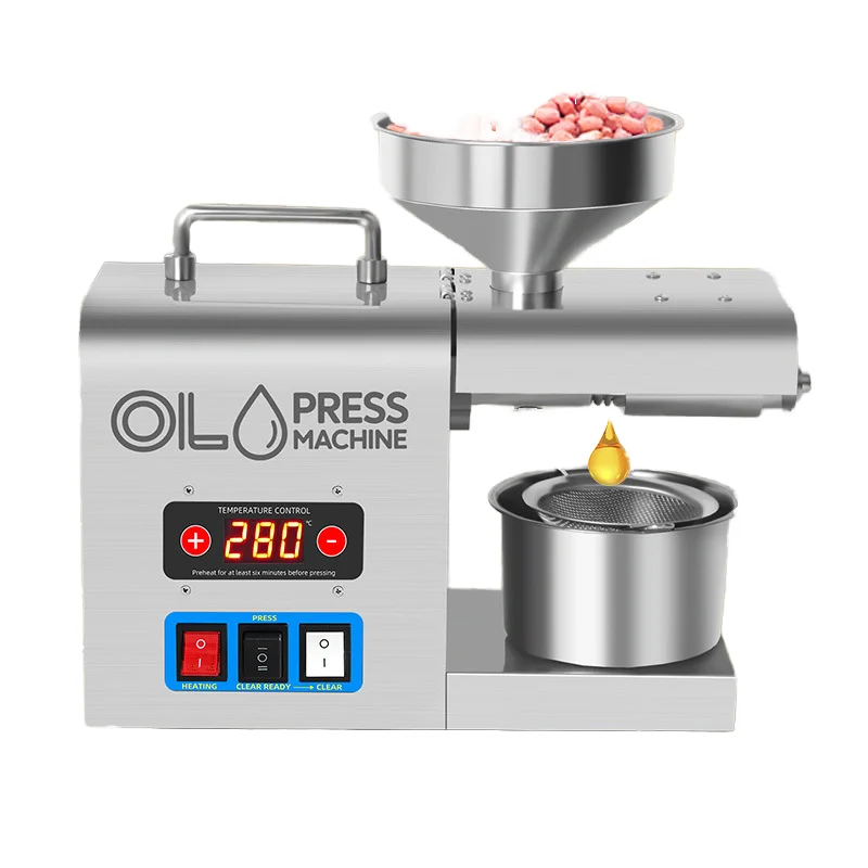 

RG318 Small Household Stainless Steel Oil Press Machine Automatic Cold/Hot Pressed Sesame Peanut Soybean 110v 220V