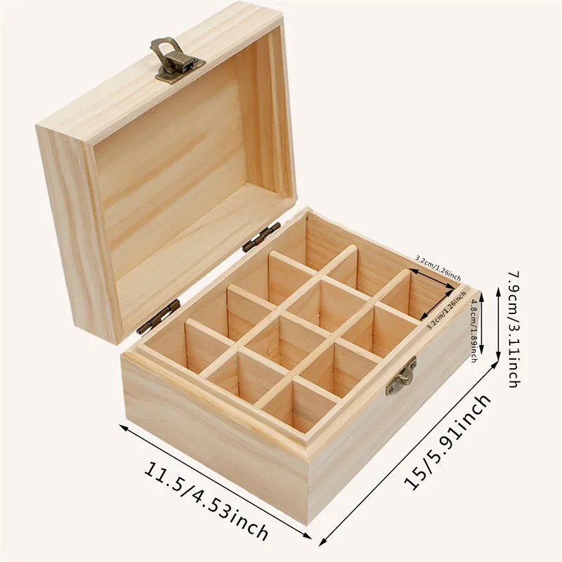 Essential Oil Wooden Storage Box 12/25 Slots Carry Organizer Essential Oil Bottles Aromatherapy Container Storage Box Case