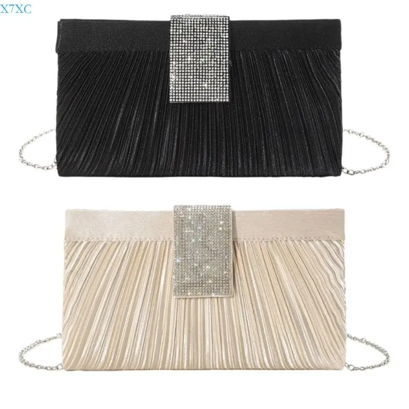 

X7XC Luxurious Evening Bag With Sparkling Rhinestones Elegant Crossbody Bag Shoulder Purse For Fashionable Women