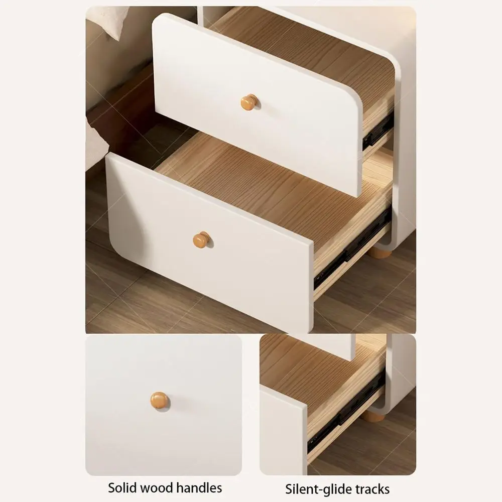 منضدة المزرعة الحديثة مع درجين، تصميم منحني ريفي، أبيض/رمادي، L50xW40xH45cm