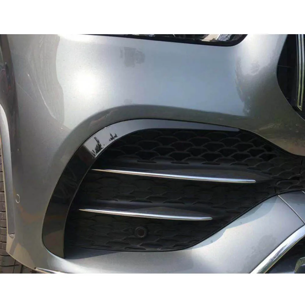 For Mercedes-Benz GLE Class Sport 2020 Car Front Bumper Fins Splitters Canards ABS Carbon Fiber Look / Black