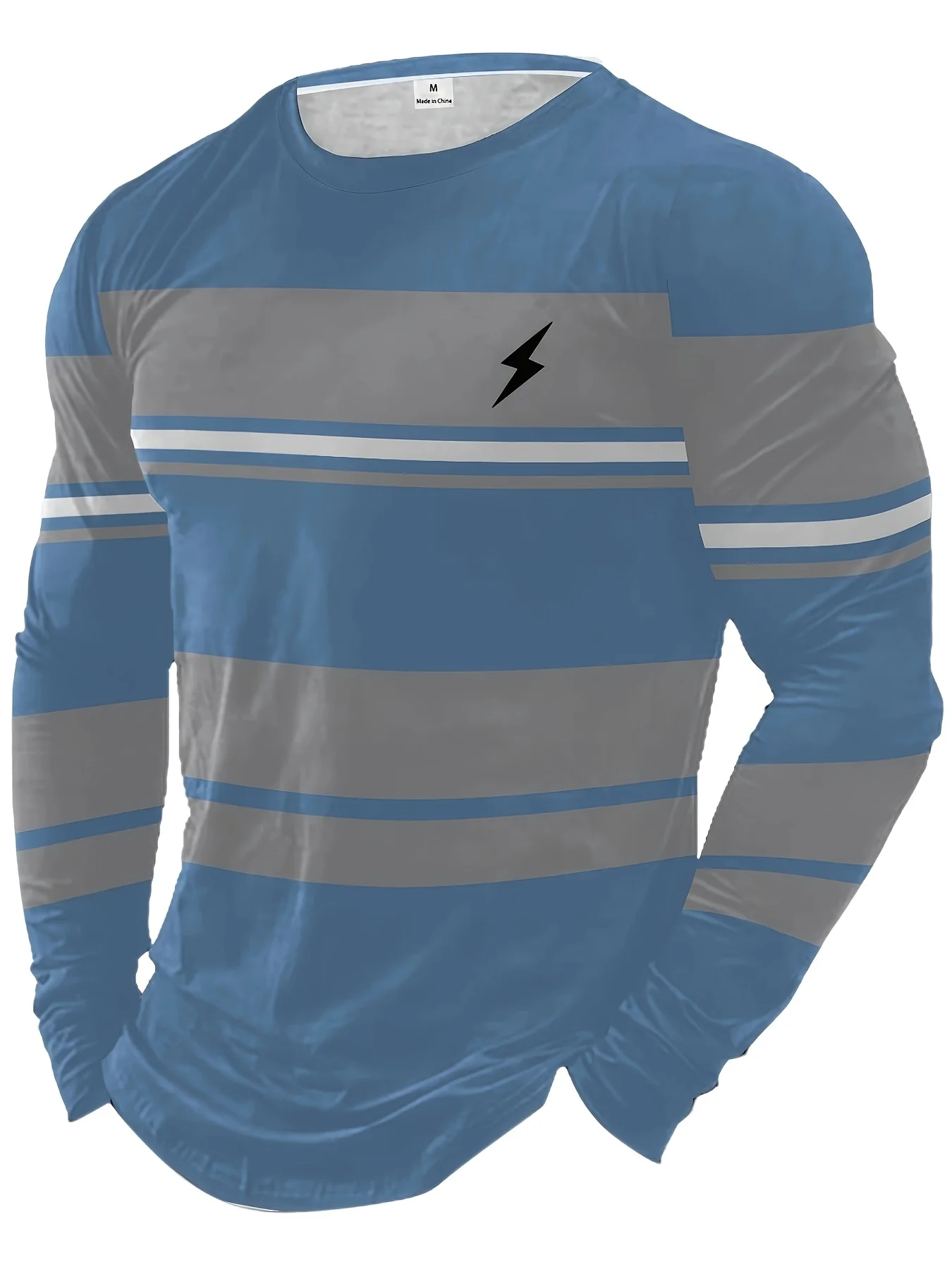 Men's printed casual long-sleeve shirt, street-style trendy fashion T-shirt, breathable, versatile for outdoor wear, loose fit.