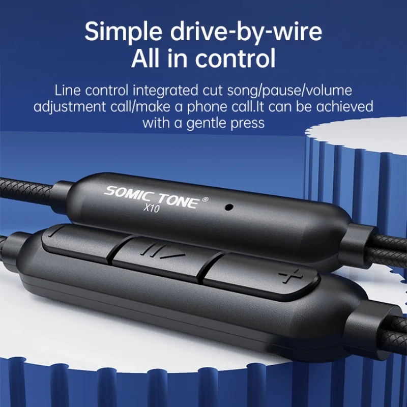 SOMIC TONE 3.5 مللي متر جاك السلكية سماعة سماعات الموسيقى HiFi ضياع الصوت في الأذن سماعة مع HD هيئة التصنيع العسكري سماعات الأذن للهاتف الكمبيوتر #5