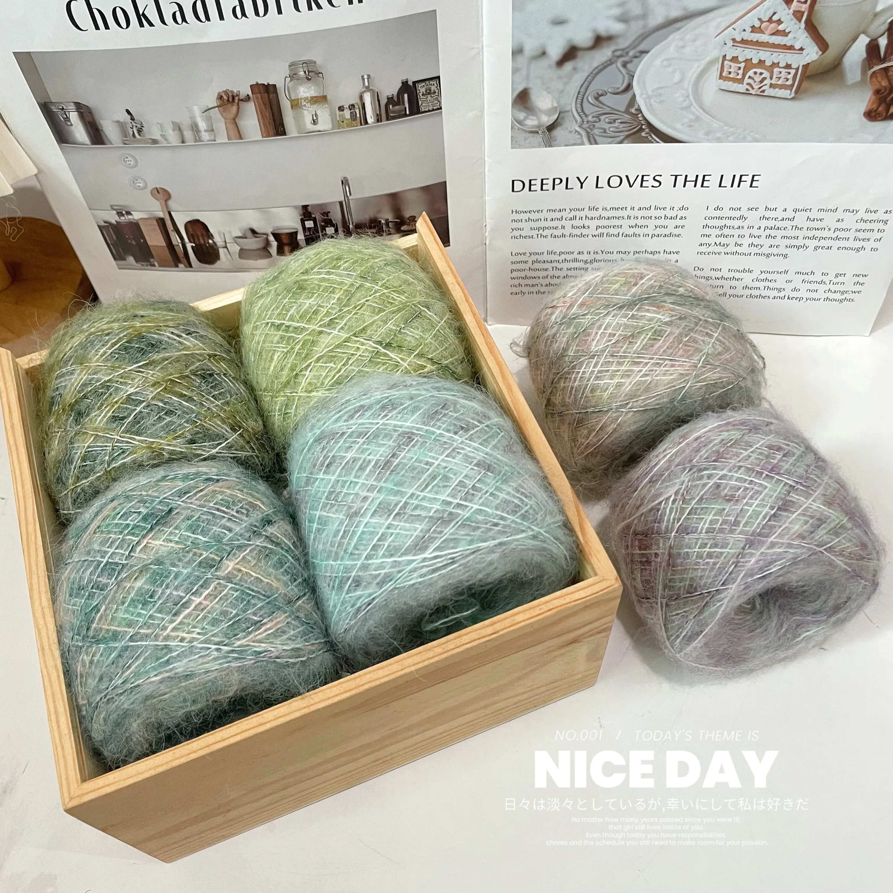 100g, Multi-Colored Mohair Yarn Skein, Gradient Striped Style Yarn, Long-Distance Gradient Dyed Yarn, Soft and Plush to the Touch, Used for Handmade Crochet, DIY Crafting of Fashionable Women's Scarves, Sweaters, Accessories, Blankets, and Shawls 1 Group = 100g