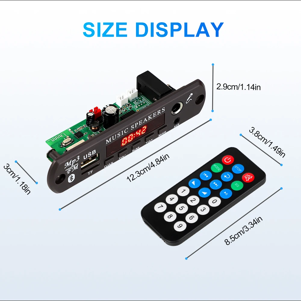 DC 12V Bluetooth 5.3 MP3 APE Decoder Board 30W 60W Amplifier 6.5mm Microphone Clock Time Display USB TF FM AUX Car Music Player