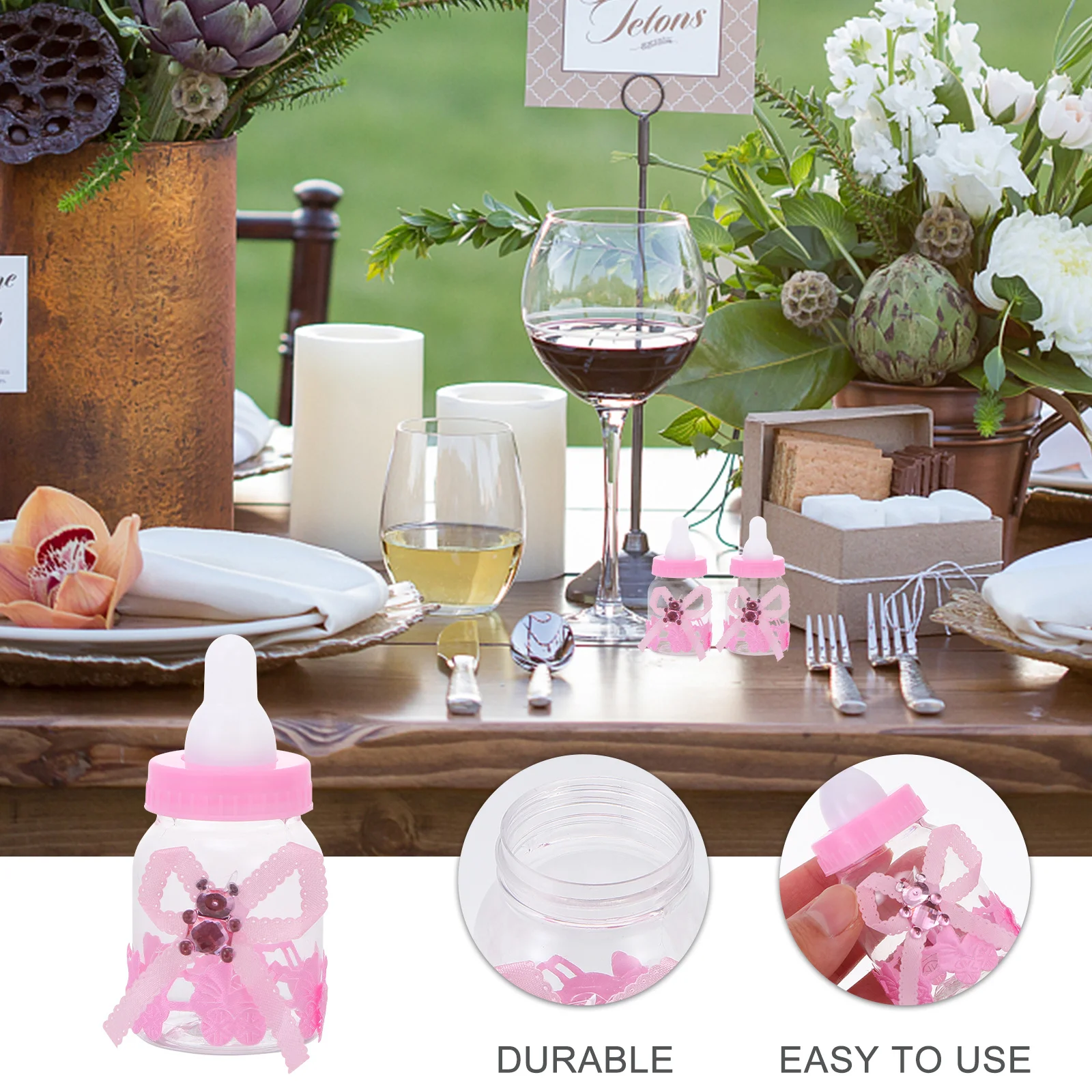 

12Pcs Small Bear Milk Bottle Sugar Boxes Cute Decorative Ribbons Party Favor Containers for Children Packing