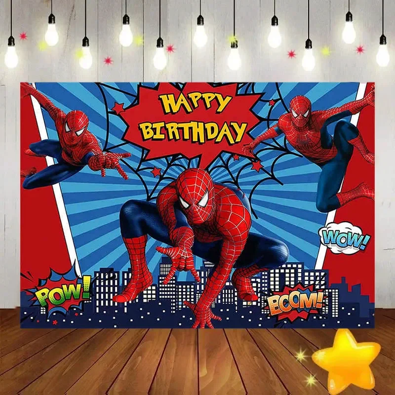 Spiderman Theme Birthday Party Background Cloth Children\'s Party Decoration Supplies Layout Background Curtain Background