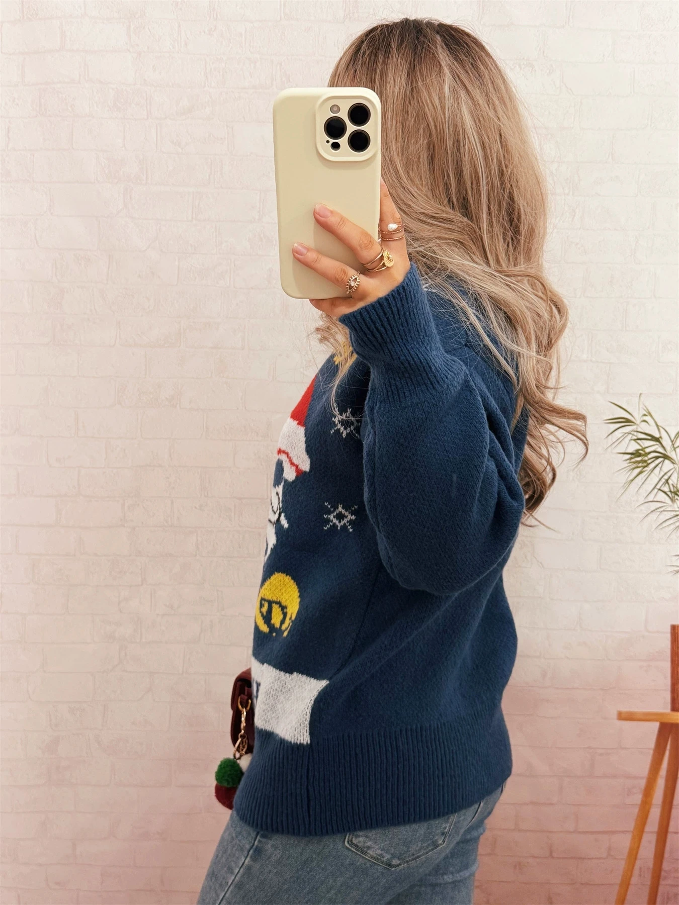 Mode Jacquard Gestrickte Hoodie Rundhals Casual Lose Faul Stil Langarm frauen Pullover Pullover top