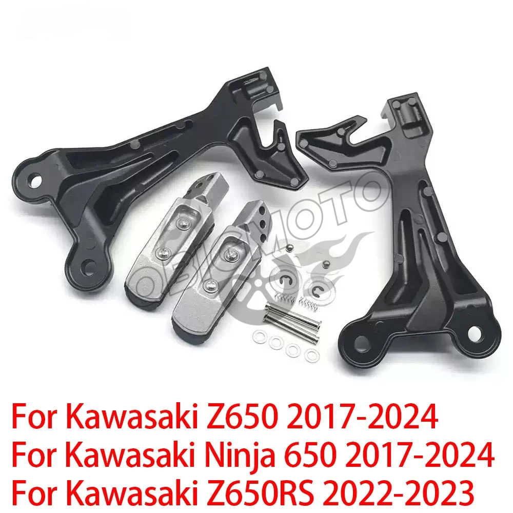 Ninja650 Motorcycle Front Rear Driver Footrests Footpegs Brackets For Kawasaki Z650 Ninja 650 2017-2024 Z650RS 2022-2023