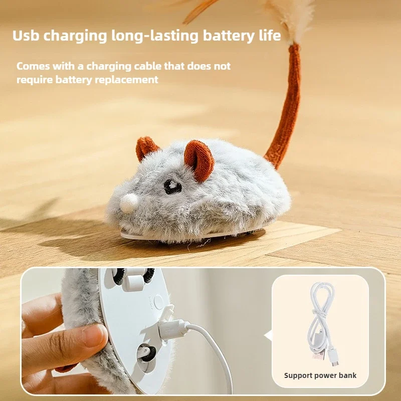 New Automatic Cat Toy Intelligent Electric Mouse USB Charging Sound Toy Interactive Squeaky Cat Toy