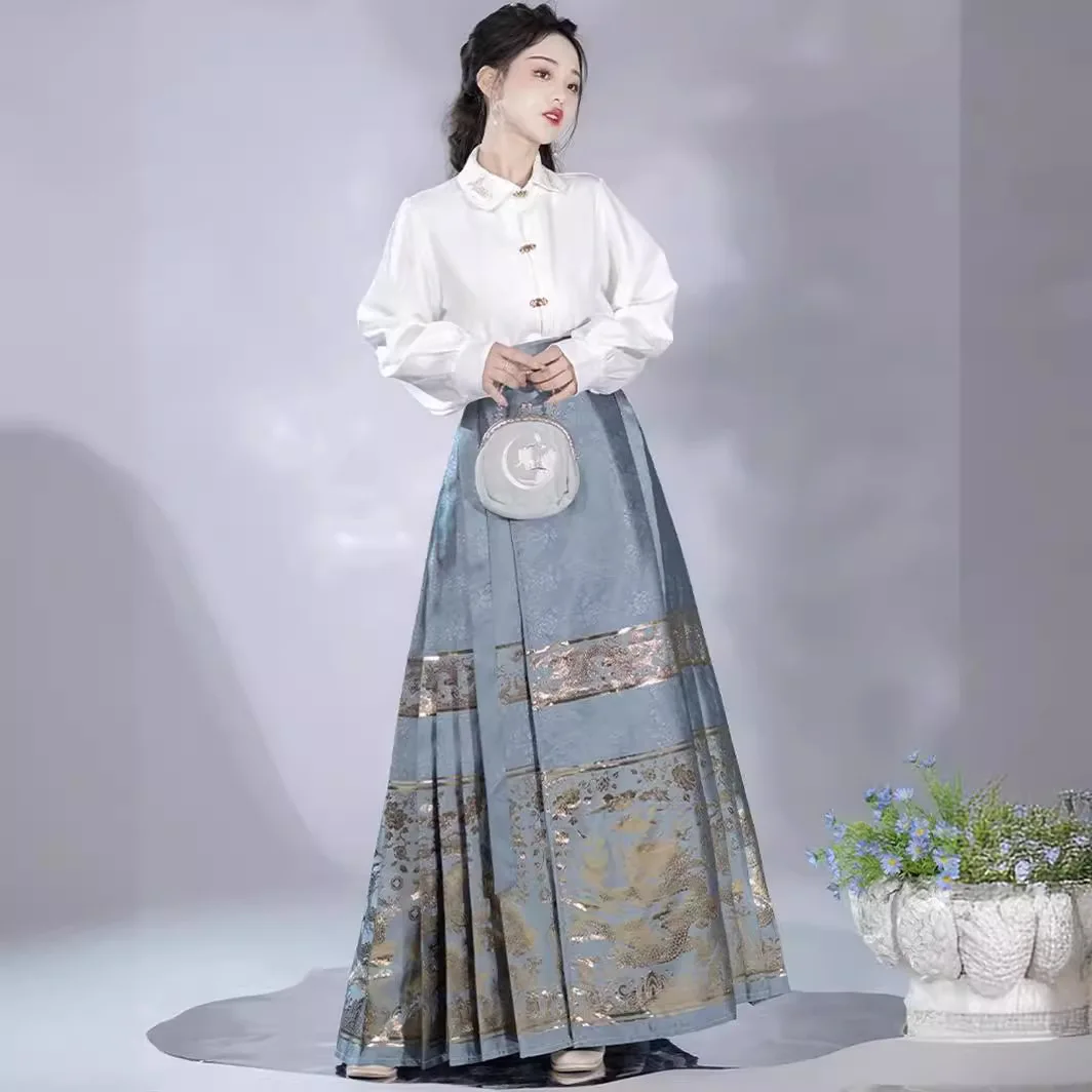 

Ming-Made Improved Woven Horse-Face Skirt Suit New Chinese Style Han Clothing Women's Daily Matching Top