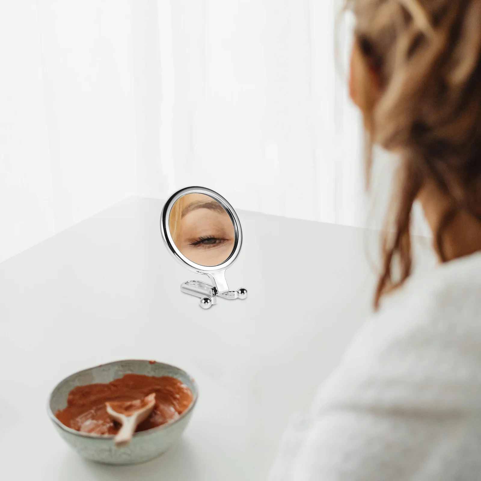 5x vergrößerter doppelseitiger Make-up-Spiegel, kleiner grüner, faltbarer, kompakter, tragbarer Reise-Kosmetik-Rasierspiegel