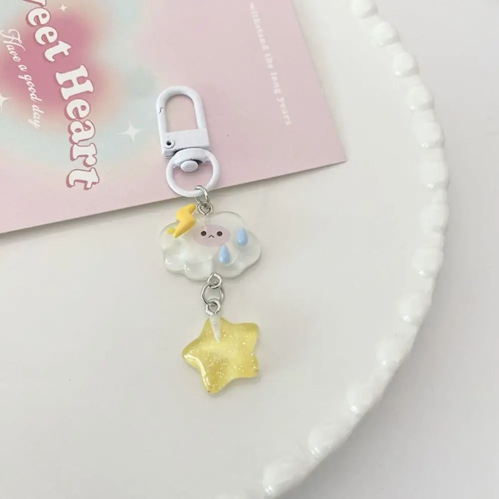 

Cartoon Star Starry Clouds Keychain Korean Style Resin Fine Flicker Bag Accessories Birthday Gift