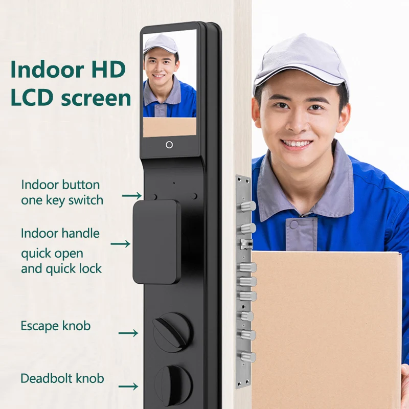 IP65 قفل ذكي مقاوم للماء مع مراقبة في الوقت الحقيقي التعرف على الوجه بصمة قفل الباب WIFI Tuya APP عن بعد #2