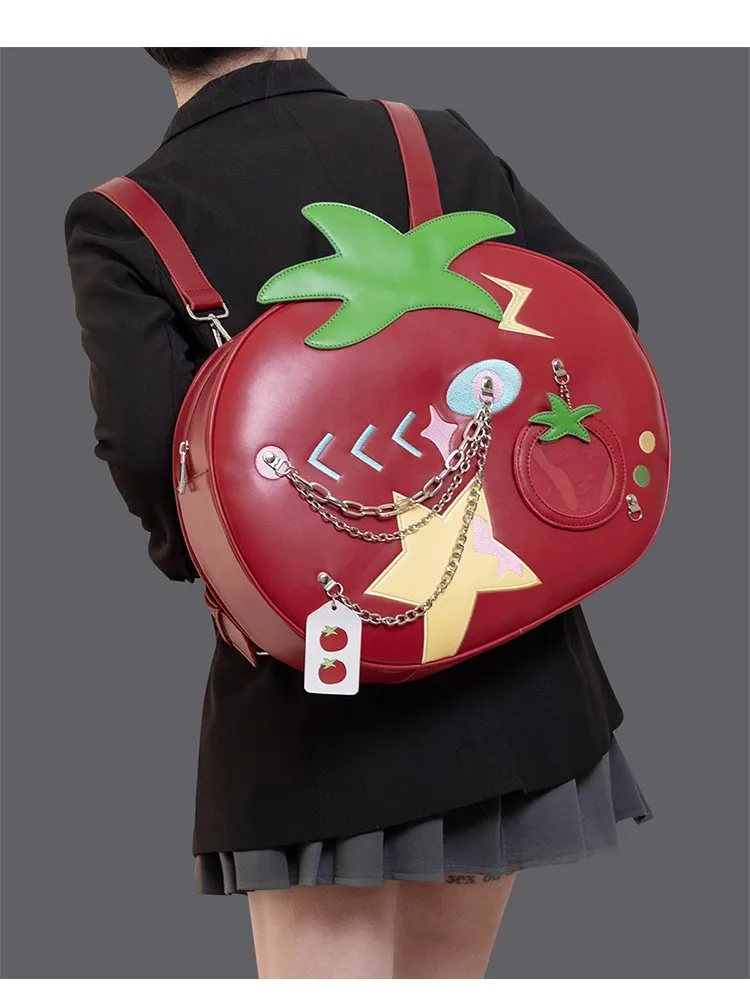 

Креативный рюкзак в форме томатов для студентов колледжа, нишевый дизайн, контрастный цвет, милая школьная сумка, рюкзак большой вместимости Itabag