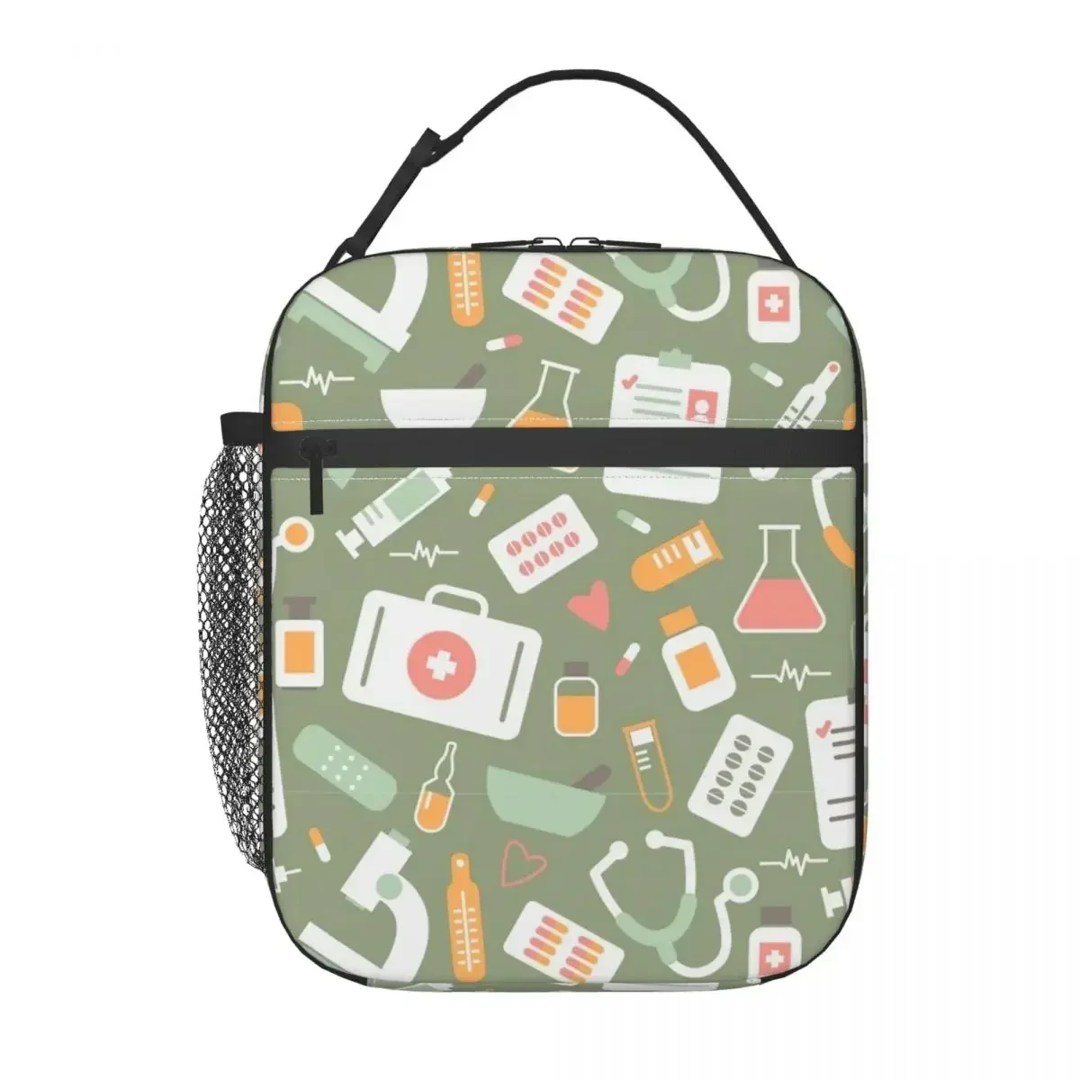 Nurse Healthcare Pattern Merch Insulated Lunch Tote Bag For School Office Food Storage Bag Portable Thermal Cooler Lunch Box - view 3