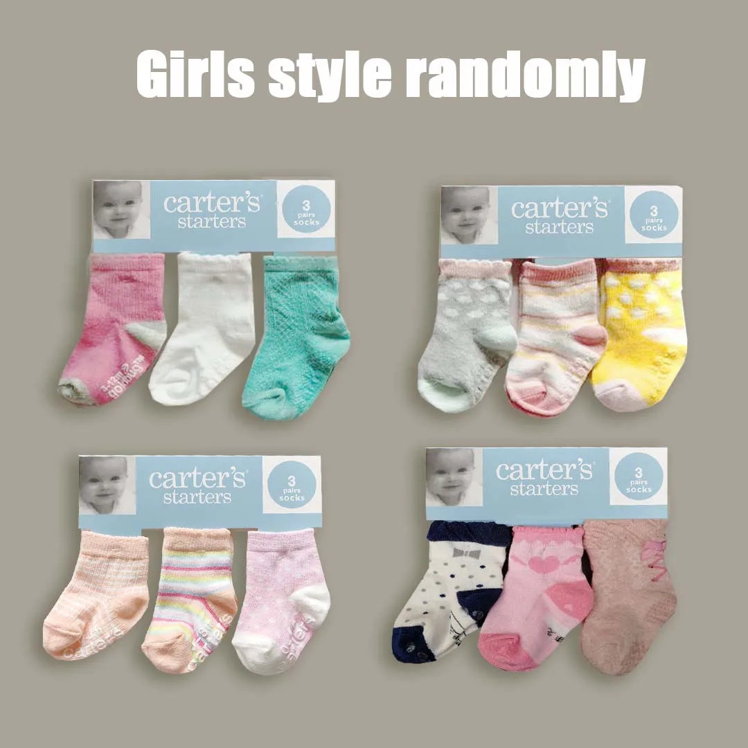 9 Pairs of A Pack Children's Cotton Socks Cute Non-slip Carter Baby Socks 0-1 Year Old Baby Boys and Girls Random Style