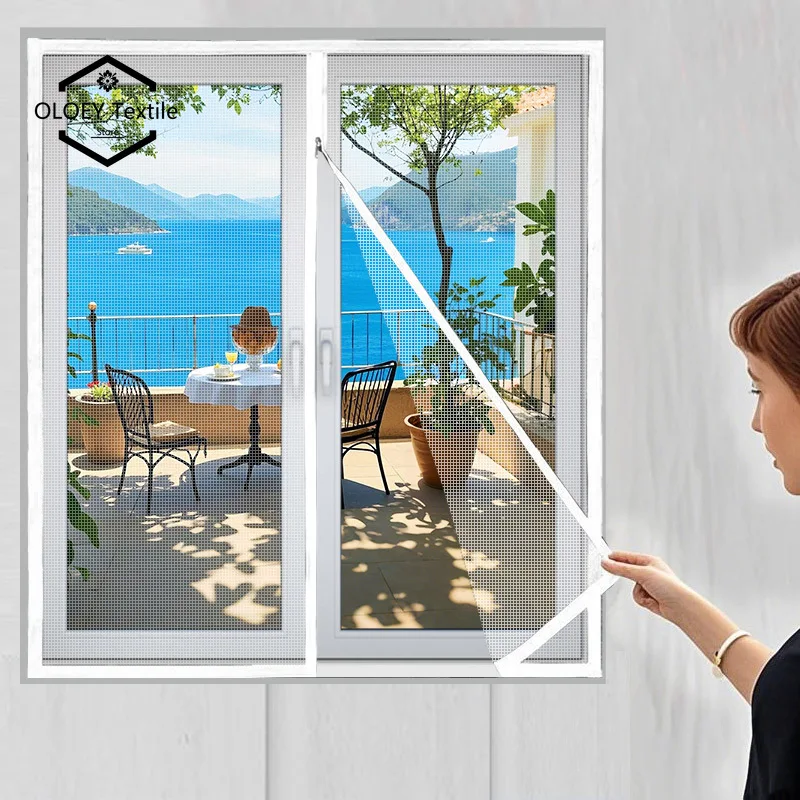 

White Zipper Mosquito Net Window Screen Custom Size Fiberglass Window Mesh Tulle Invisible Summer anti-mosquito Door Curtain